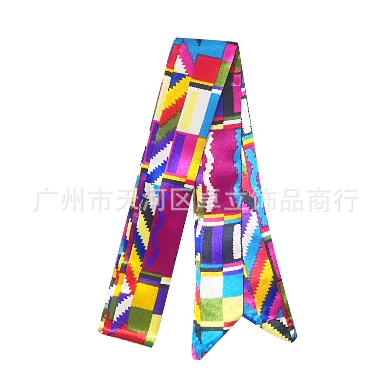 レオパード柄ロングシルクスカーフ、バッグに巻き付けたシルクスカーフ、サテン模造シルクスカーフ、お土産リボン、リボンギフトボックス|undefined