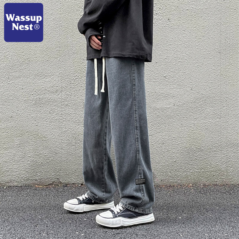 Wassup vintage jeans men's autumn and summer couple loose straight wide-leg trousers men's casual overalls