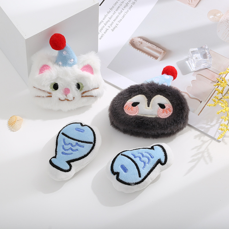 新款企鹅小鱼毛绒玩偶配饰发箍头饰服装鞋辅料DIY饰品配件钥匙扣