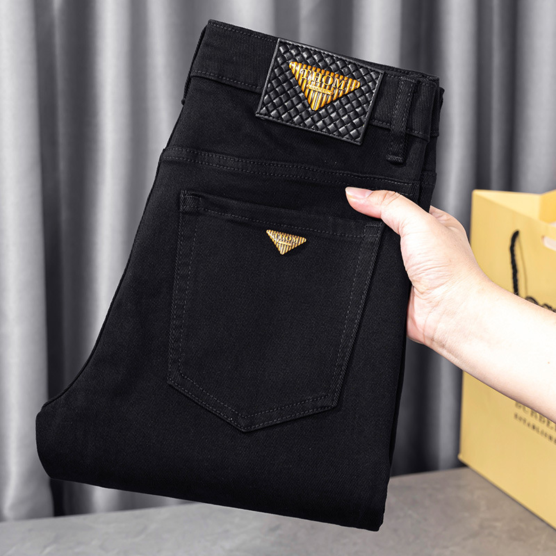 Jeans Herren High-End Herbst und Winter neue kleine gerade Röhre lässig Stretch leicht Luxus Trend vielseitig Business lang_voghion.com