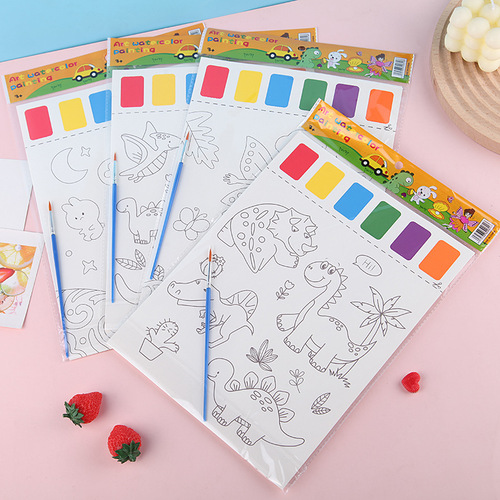 Children's Watercolor Coloring Book DIY Coloring Wet Painting Kindergarten Craft Portable Watercolor Doodle Sketchbook Sticky Notes