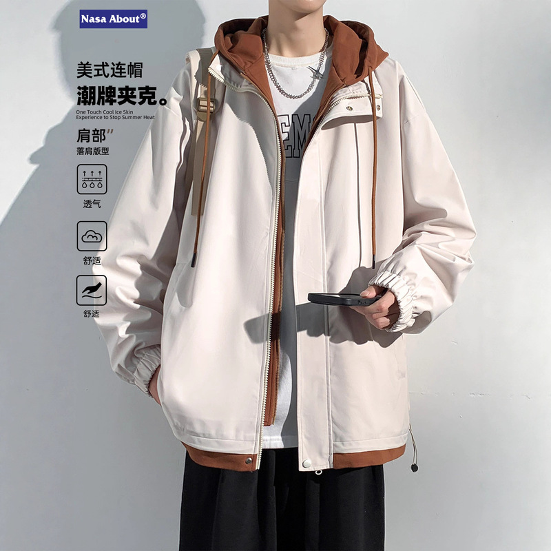 Nasa Two-Piece Jacket for Men, Spring and Autumn 2026 New Model, Youth Autumn Boys' Workwear Windbreaker Jacket