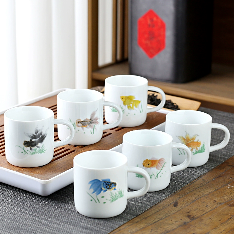1VPK белая porcelain чашка чая керамическая для мастера чая, подождав, чтобы использовать резинку против ожогов, 6 установленных бокалов