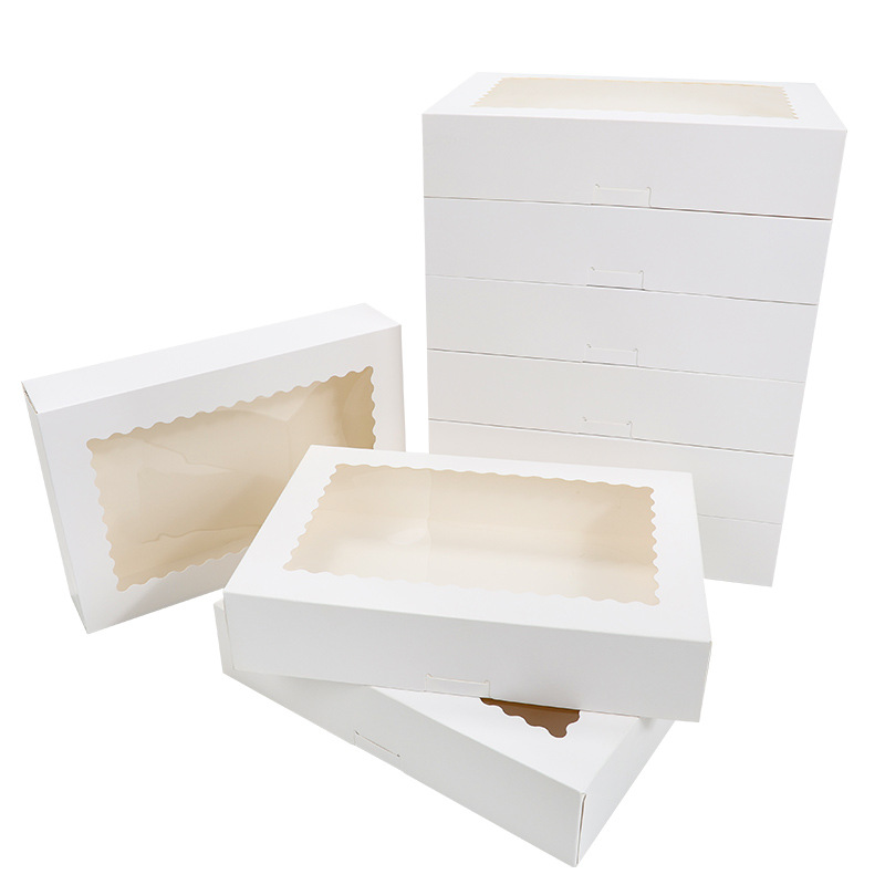 12*8*2.5in caja hexagonal plegable sin cartón blanco personalizado ventana ventana caja de embalaje de postre caja de galletas de comercio exterior personalizada