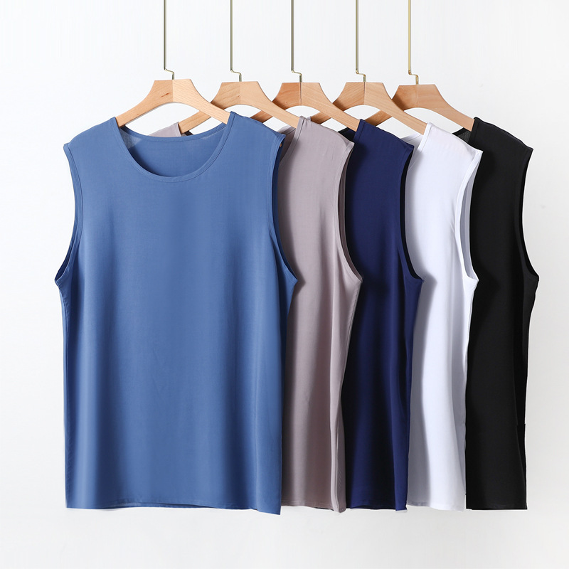 Men's Cotton Silk Vest Summer Solid Color Large Size Sleeveless Tank Top Rayon Undershirt Wide Shoulder Style Top Men's Cotton Silk Vest Summer Solid Color Large Size Sleeveless Tank Top Rayon Undershirt Wide Shoulder Style Top