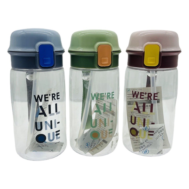 Duomedo deportes de succión taza de paja simple chica taza de agua letras inglesas Comercio exterior portátil práctico taza