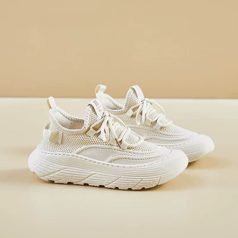 2024 новые мужские туфли с толстой подошной летающей плетеной сеткой обувь мужская спортивная повседневная простая легкая мягкая подошва спортивная сетка обувь