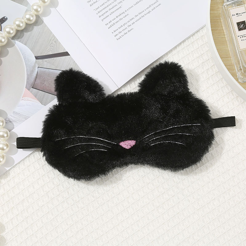 漫画かわいいぬいぐるみのアイマスクの子猫はウサギの毛の遮光アイマスクの潮流刺繍睡眠アイマスクの卸売りをまねます。|undefined