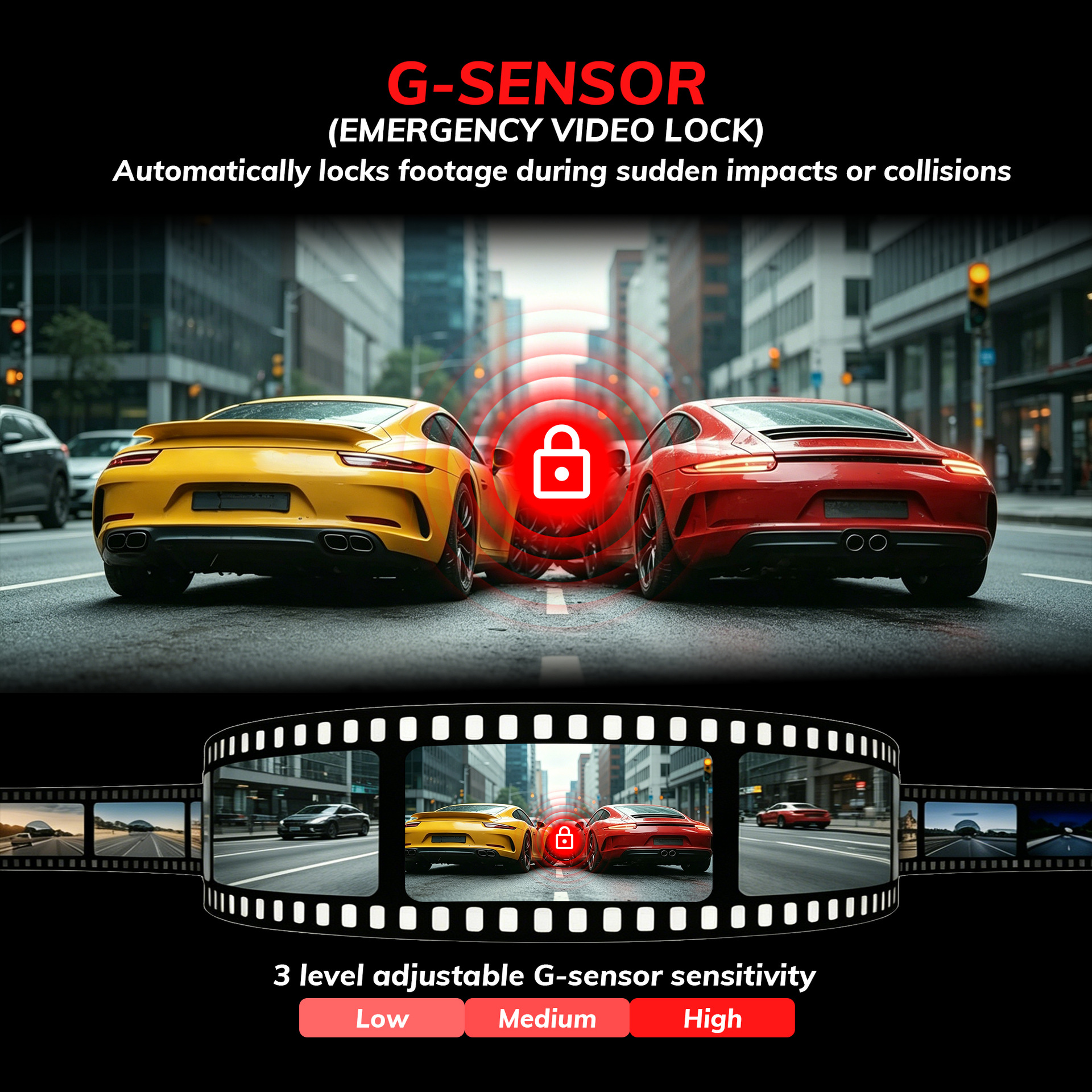Cross-border car dashcam with high-definition 4K, 200-degree fisheye lens, front and rear triple recording dashcam
