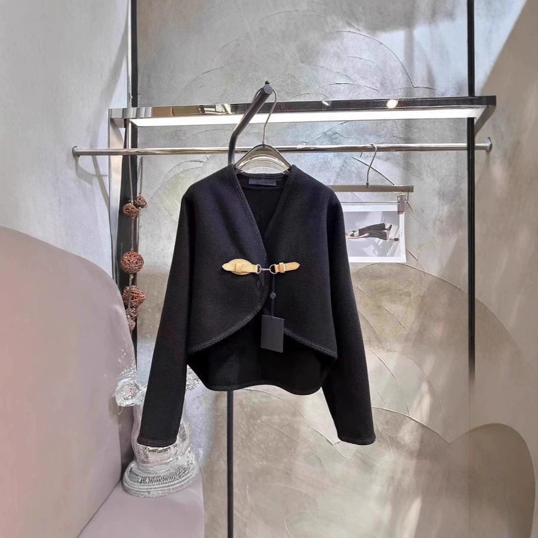 Осень-зима 2022, новая двусторонняя кашемировая верхняя одежда ручной работы, высококачественная элегантная универсальная короткая шерстяная верхняя одежда для женщин
