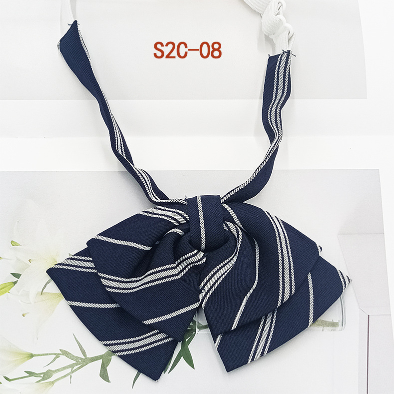 Pajarita de estilo universitario jk bowknot moda coreana casual rayas a cuadros niñas doble cuello flor spot al por mayor