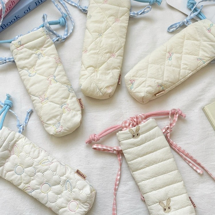 64161 Creamy White Heart-Shaped Quilted Drawstring Bag, Can Be Carried or Slung Over the Shoulder, Portable Storage Cover for DJI Camera and Other Items