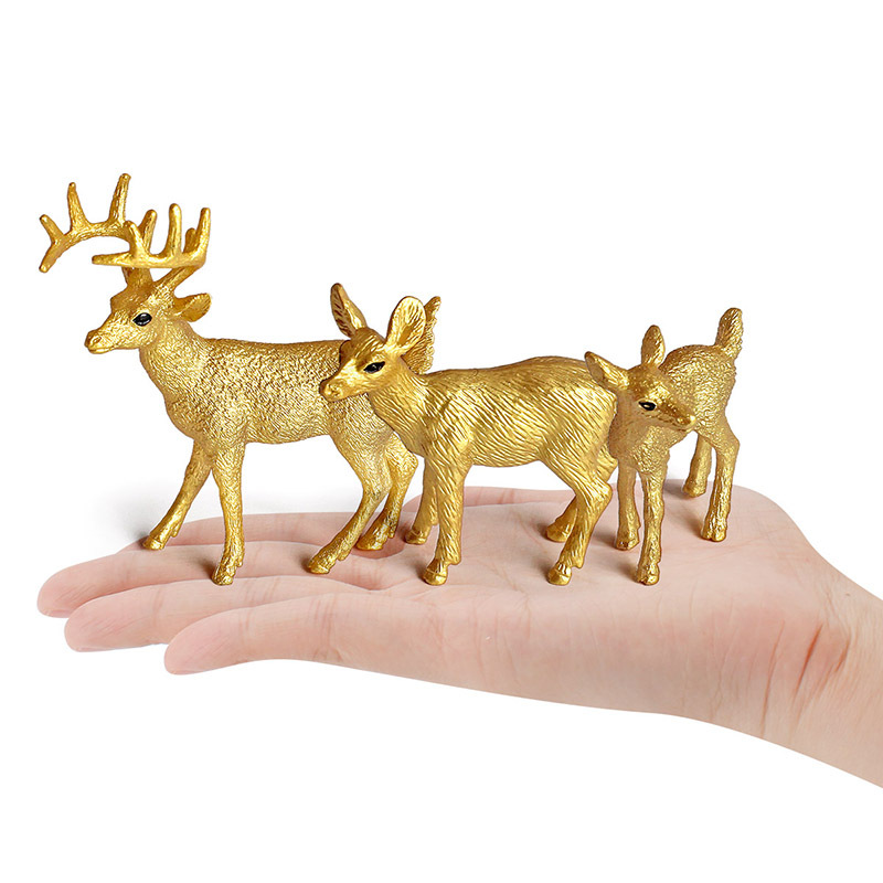 Transfronterizo nuevos niños educativos de bosque sólido animal oro blanco cola ciervo seis piezas modelo juguete regalo Decoración