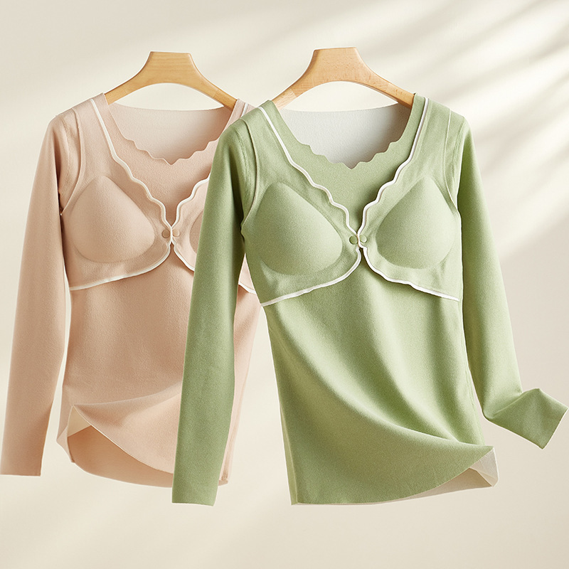 Maternity Autumn and Winter Thermal Underwear Nursing Sleepwear All-Season Warm No-Wear Underwear Postpartum Maternity Top Base Layer