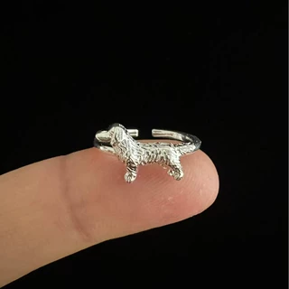 腊肠犬开口戒指 可爱狗狗可调节指环 小众设计感百搭简约手饰
