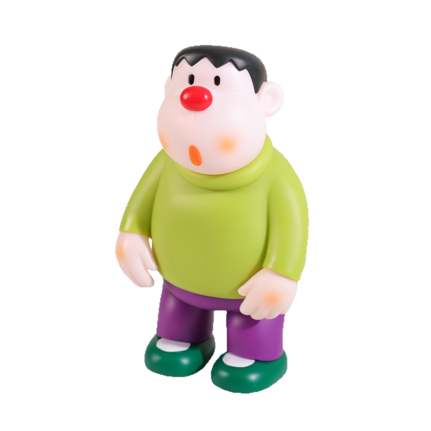 ドラえもんのぬいぐるみの置物シリーズの太った虎の首がぼんやりしています。