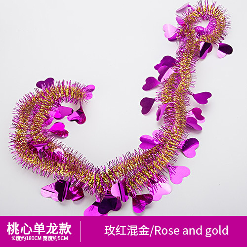 복숭아 심장 싱글 드래곤 로즈 레드 혼합 골드