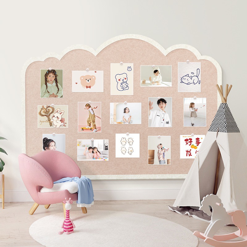 儿童房毛毡板相片墙展示墙面装饰背景设计墙相册拍立得照片墙上板