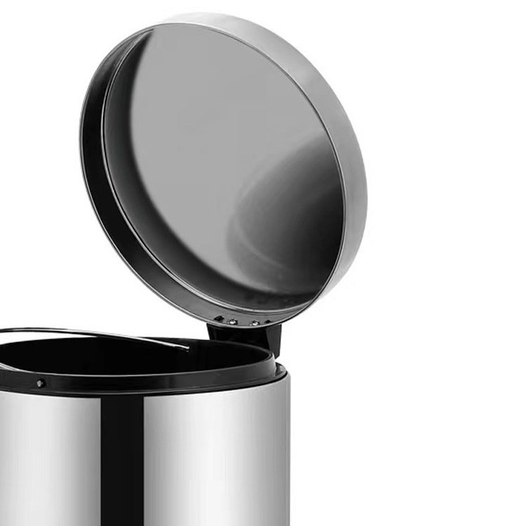 Hogar Cubo de pedal de acero inoxidable comercial cubo redondo hotel apartamento Cubo de almacenamiento Oficina engrosada Cubo de papel de desecho