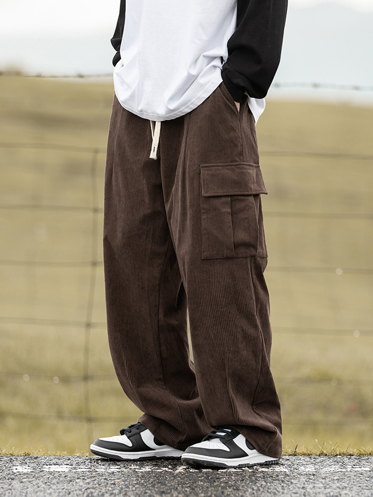 Pantalones Casuales de Pana Estilo Montaña Vintage, Primavera 2025, Nuevo Diseño Texturizado Holgado Estilo Japonés con Pliegues, Pantalones Largos