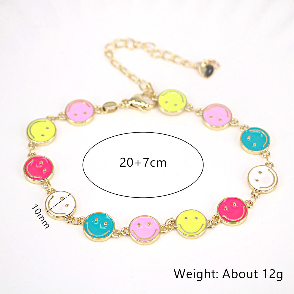 New Color Smiley Face Bracelet Bohemian Heart-shaped Copper Bracelet Female display picture 2