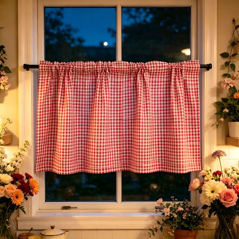 Cross-Border Linen Coffee-Colored Short Curtain, Japanese-Style Plaid Curtain Fabric, Rod-Punched, Fresh and Simple, for Home Kitchen Door Curtain or Bay Window Curtain Cross-Border Linen Coffee-Colored Short Curtain, Japanese-Style Plaid Curtain Fabric, Rod-Punched, Fresh and Simple, for Home Kitchen Door Curtain or Bay Window Curtain