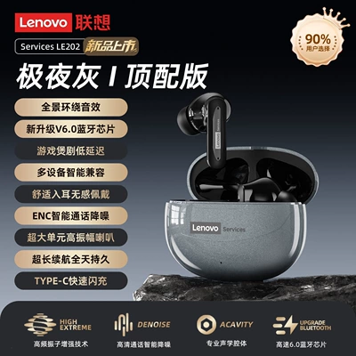 Lenovo Bluetooth Headphones 2026 New Model Wireless In-Ear Noise-Cancelling Gaming E-Sports Ultra-Long Battery Life Official Genuine Product (Other Car Video) - gray-2026-flagship-model-bluetooth-60-imax-sound-quality-enc-noise-reduction