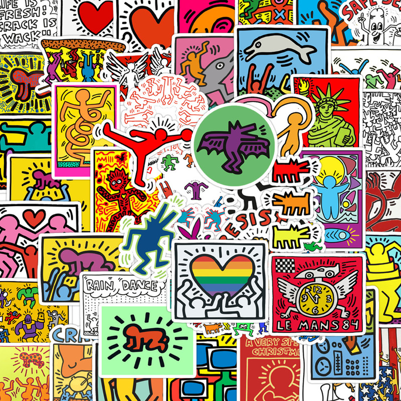50 Keith Harlem Personality Stickers Waterproof Notebook Water Cup Skateboard Mobile Phone Shell Decorative Stickers Clearance Wholesale