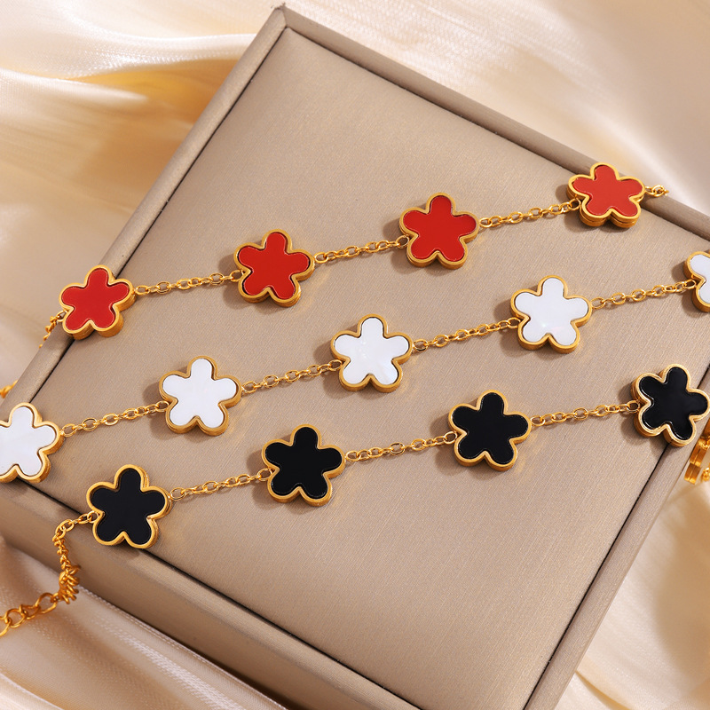 Jewelry & Accessories five petal flower DIY bracelet for women, all match, high grade, non fading, exquisite titanium steel bracelet DIY_voghion.com