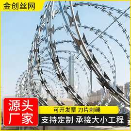 304刀片刺绳防护网刺丝滚笼刺网带刺铁丝防盗防爬围墙防爬网