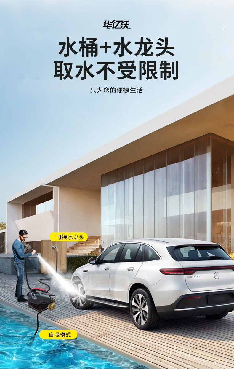 Hua Yiwo Car Washer High Pressure Water Gun Pump 220V Household Portable Car Wash Artifact High Power Cleaning Machine