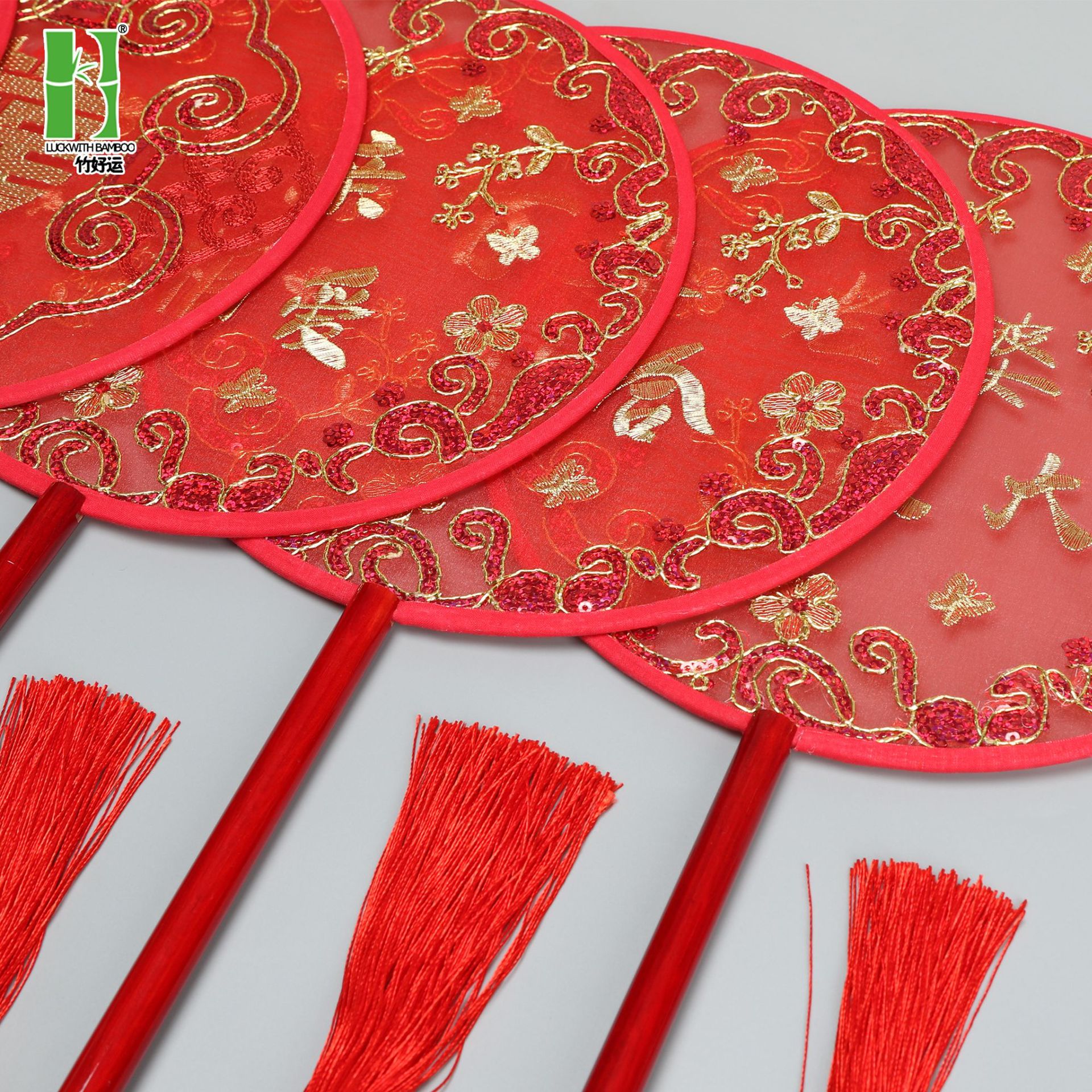 Nuevo estilo chino antiguo boda novia grupo ventilador bienvenido ventilador dama de honor padrino grupo ventilador boda bordado grupo ventilador al por mayor