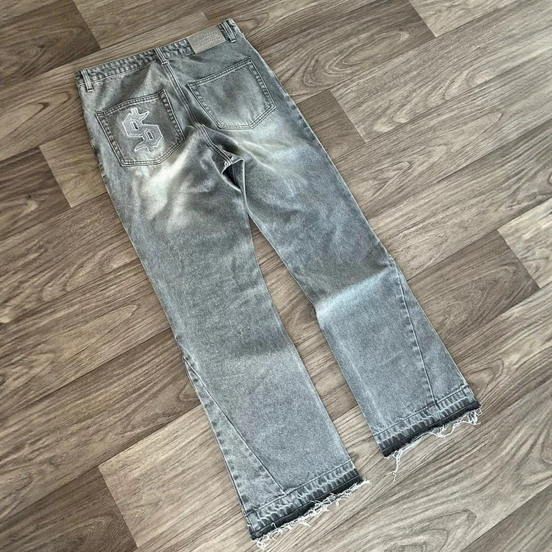 European and American Cross-Border Fashion Retro American High Street Washed Distressed Raw Edge Jeans Personalized Street Casual Direct Dropshipping European and American Cross-Border Fashion Retro American High Street Washed Distressed Raw Edge Jeans Personalized Street Casual Direct Dropshipping