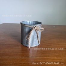 复古铁艺花桶做旧花盆家居装饰桶镀锌小铁桶创意桌面收纳插花花瓶