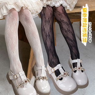Children's Lolita Socks Spring and Summer Girls' Pantyhose Mesh Lace Princess Bow Baby Anti-mosquito Socks