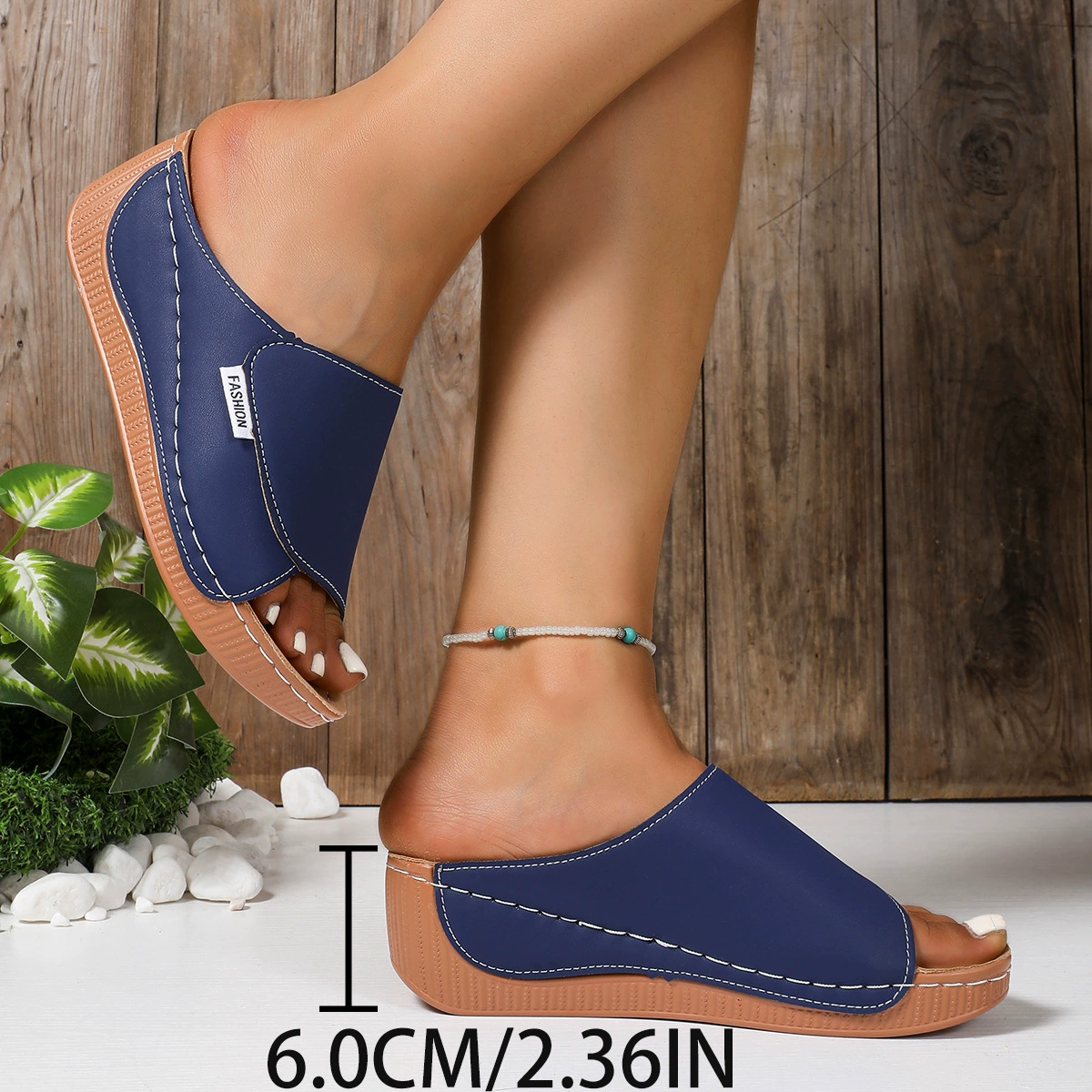 Внешняя торговля Большой размер тапки с толстым дном женщины 2025 новый летний простой модный рыбий рот туфли на каблуках