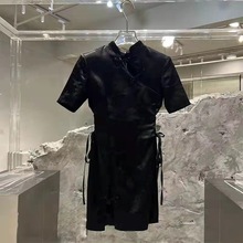 法式复古改良版小个子旗袍少女款小黑裙开叉包臀中式连衣裙冷淡风