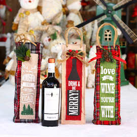 圣诞新款圣诞节红酒瓶袋布艺圣诞红酒瓶手提袋红酒礼品袋圣诞用品