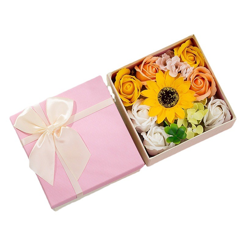 Jabón flor caja de regalo navidad día de san valentín día del maestro día de la madre rosa regalo para maestros y madres