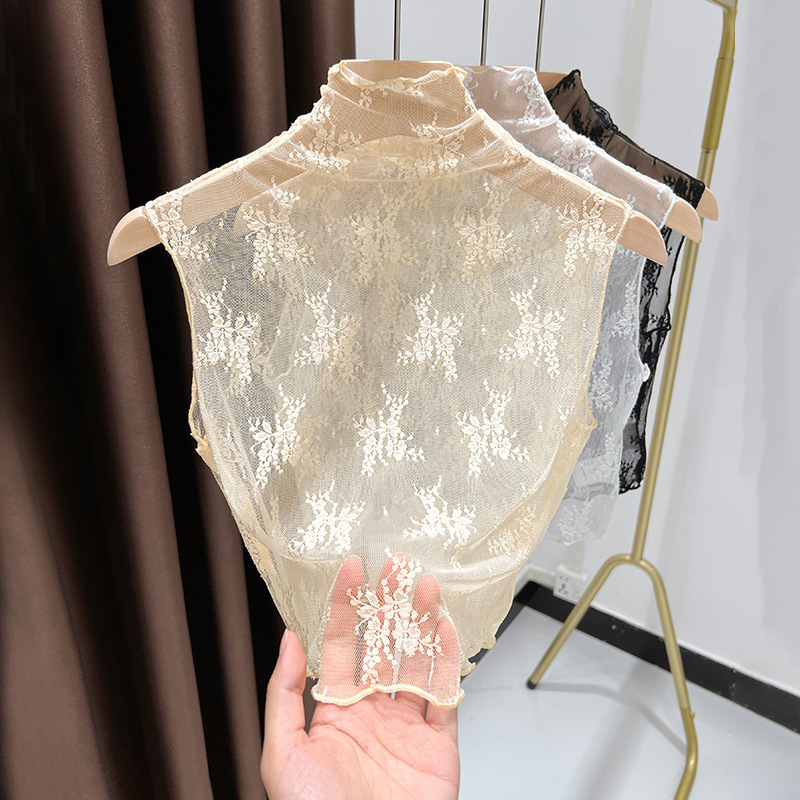 Fake Collar Women's Versatile Fake Collar High-End Half Turtleneck Lace Vest Inner Top Fashionable Mesh Bottoming Shirt
