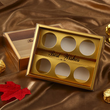 歐式金色6粒費列羅巧克力塑料盒新款婚禮PVC瑞士蓮盒德芙排塊糖盒