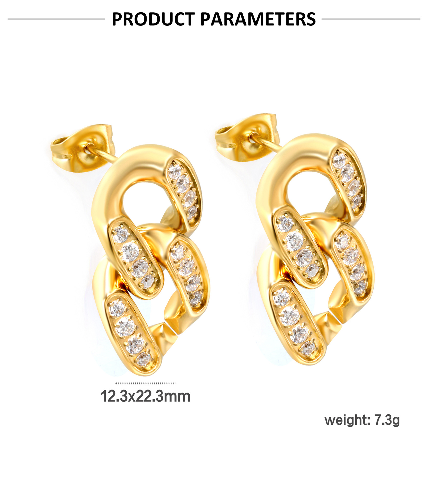 8g Weight 304 Stainless Steel Ear Needle Material 1 Pair Vintage Style Classic Style Water Droplets Plating 304 Stainless Steel Drop Earrings Ear Studs