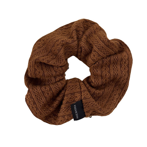 Vintage Ethnic Pattern Gluteal Hair Tie Knit French Style Versatile Solid Color Fabric Hairband Korean Brown Hair Accessory Headband for Women