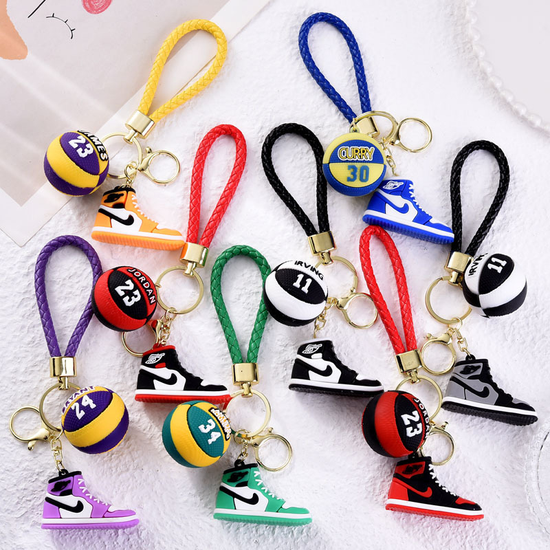 Cross-Border Basketball Shoe Keychain, Large Soft Rubber Wear-Resistant Couple Backpack Pendant, Exquisite Cartoon Keychain