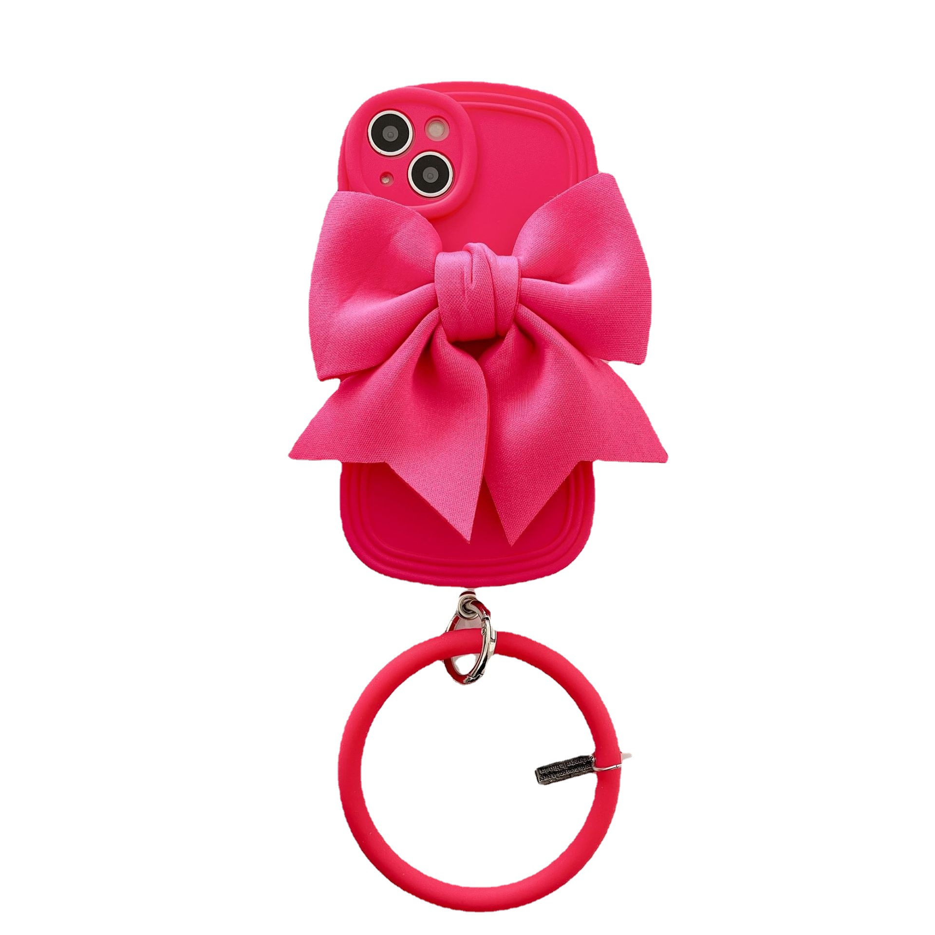 INS Süßer Schleifen-Hängerring, kompatibel mit iPhone 12 Pro Max, Fruit 13 Handyhülle, 16 Wave Edge 14 für Damen_voghion.com