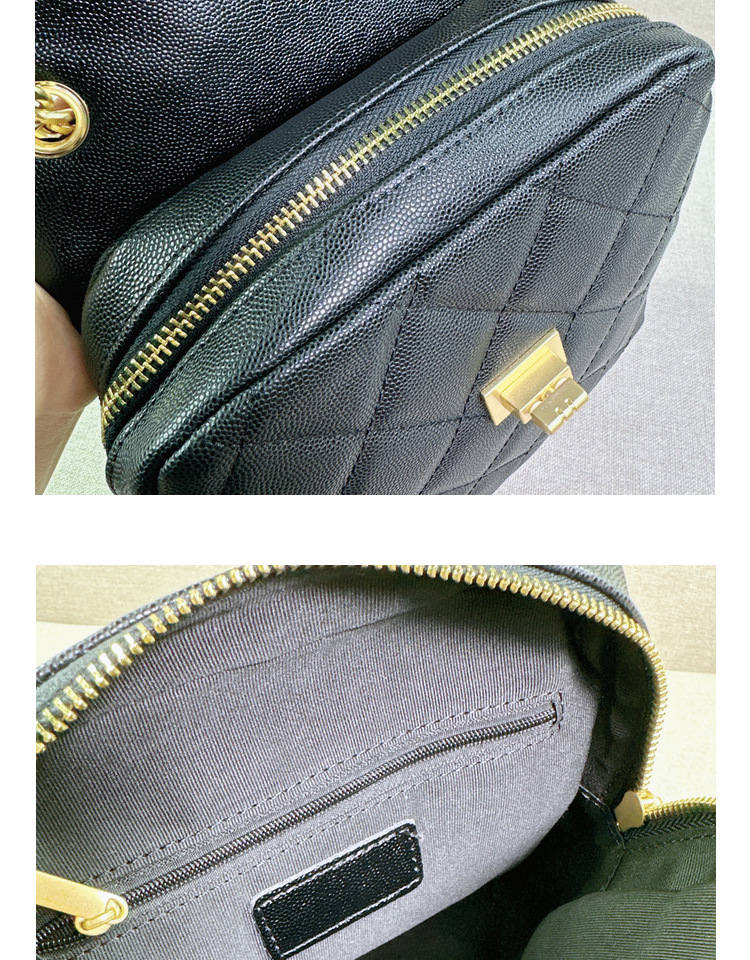 2024 New High-end Leather Small Aroma Caviar Diamond Chain Backpack, Elegant Commuter Style_voghion.com