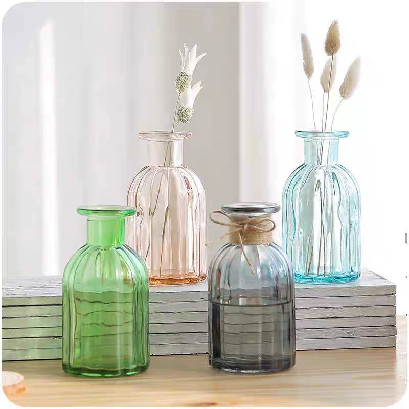 Стеклянная ваза ретро многоцветная маленькая Ваза Цветочная композиция гидропонная растительная утварь украшение в европейском стиле в стиле ins оптом