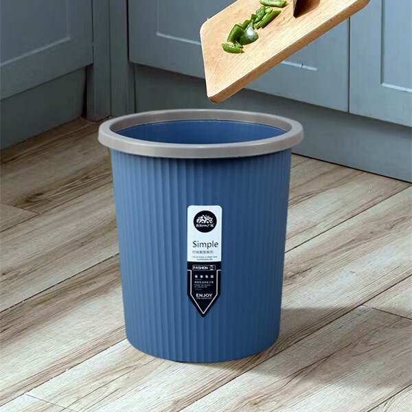 Trash can without lid, household use, available in various sizes, plastic with press ring, suitable for kitchen, bathroom, office, cheap wastebasket, hotel sanitary bin