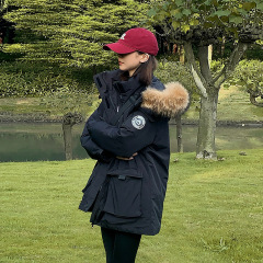 羽绒棉服2025新款毛领工装派克服外套加厚冬季中长款情侣棉衣女冬