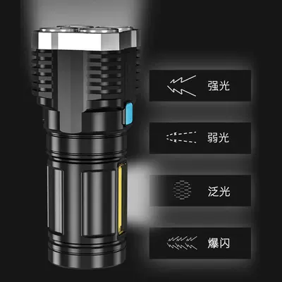 Long-Range Flashlight Rechargeable Cob Side | UV fənərlər